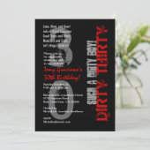 Invitation 30Anniversaire Noir Rouge tel un sale garçon (Debout devant)