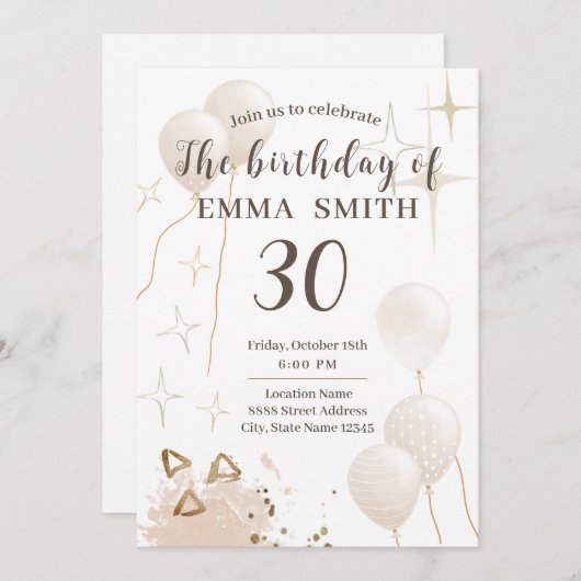 Invitation 30ans anniversaire (Devant / Derrière)