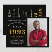 Invitation 30e anniversaire 1993 Nom Photo Black Gold (Devant / Derrière)