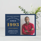 Invitation 30e anniversaire 1993 Nom Photo Blue Gold (Debout devant)
