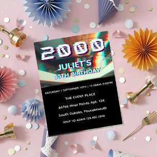 Invitation 30e anniversaire 2000s fête tendance rétro