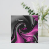 Invitation 30e anniversaire Abstrait Noir Plum violet Invitat (Debout devant)