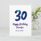 Invitation 30e anniversaire ajouter nom date année bleu scint (Debout devant)