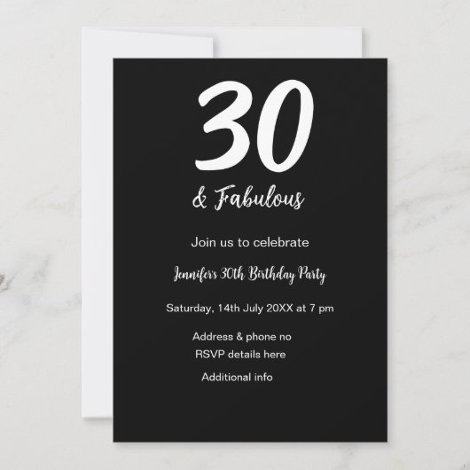 Invitation 30e anniversaire ajouter nom date année noir QR (Devant)