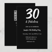 Invitation 30e anniversaire ajouter nom date année noir QR (Devant / Derrière)