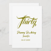 Invitation 30e anniversaire ajouter nom date année or modèle (Devant / Derrière)