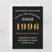 Invitation 30e anniversaire Ajouter un nom 1996 Noir Or Pour (Devant)