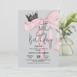 Invitation 30e anniversaire ⎮ Anniversaire Rose Ruban Royal