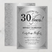 Invitation 30e anniversaire - Argent Damask (Devant / Derrière)