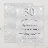 Invitation 30e anniversaire argent parties scintillant glamou (Devant / Derrière)