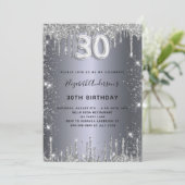 Invitation 30e anniversaire argent parties scintillant goutte (Debout devant)