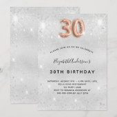 Invitation 30e anniversaire argent rose or parties scintillan (Devant / Derrière)