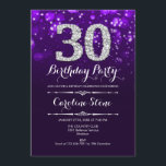 Invitation 30e anniversaire - Argent violet<br><div class="desc">Invitation du 30e anniversaire. Elégant design blanc violet avec fausse parties scintillant argent. Anniversaire adulte. Dispose de diamants et de caractères de script. hommes ou femmes anniversaire invitation. Parfait pour une fête d'anniversaire élégante. Message-moi si vous avez besoin d'une personnalisation plus poussée.</div>