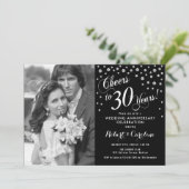 Invitation 30e anniversaire avec photo - Noir Blanc Argent (Debout devant)
