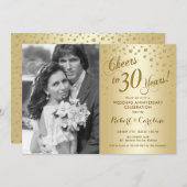 Invitation 30e anniversaire avec photo - Or (Devant / Derrière)