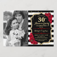30e anniversaire avec photo - Or Noir Rouge