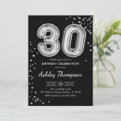 Invitation 30e anniversaire - Ballons d'argent noir (Debout devant)