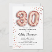 Invitation 30e anniversaire - Ballons d'or Rose (Devant)