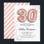 Invitation 30e anniversaire - Ballons d'or Rose<br><div class="desc">30e anniversaire invitation de fête. Design élégant en faux or rose parties scintillant. La carte Invitation comporte le numéro d'or rose 30 ballons et la police de script. Parfait pour une célébration anniversaire élégante. Message-moi si vous avez besoin d'âge personnalisé.</div>