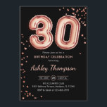 Invitation 30e anniversaire - Ballons d'or Rose noir<br><div class="desc">30e anniversaire invitation de fête. Design élégant en fausse parties scintillant rose or et noir. La carte Invitation comporte le numéro d'or rose 30 ballons et la police de script. Parfait pour une célébration anniversaire élégante. Message-moi si vous avez besoin d'âge personnalisé.</div>