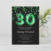 Invitation 30e anniversaire Ballons verts Flocon de neige Con (Debout devant)