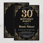 Invitation 30e anniversaire Black and Gold Parties scintillan (Devant / Derrière)