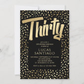 Invitation 30e anniversaire Black Gold Confetti (Devant)