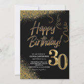 Invitation 30e anniversaire Black & Gold Parties scintillant  (Devant)