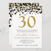 Invitation 30e anniversaire Black Gold Parties scintillant Sp (Devant / Derrière)