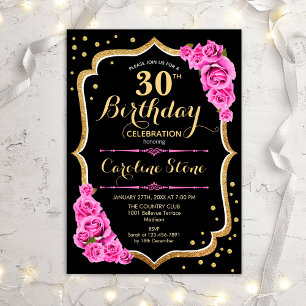 Invitation 30e anniversaire - Black Gold Pink