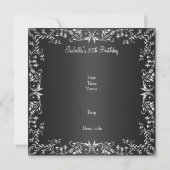 Invitation 30e anniversaire Black & Silver Floral Metal (Dos)