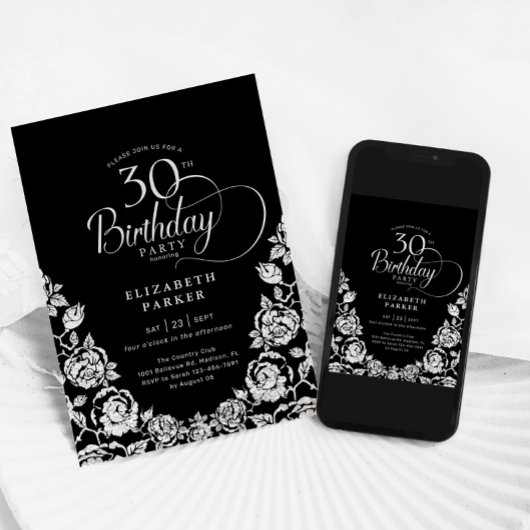 Invitation 30e anniversaire Black Silver Roses