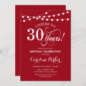 Invitation 30e anniversaire - Blanc rouge (Devant / Derrière)