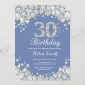 Invitation 30e anniversaire Bleu et Diamant d'argent (Devant / Derrière)