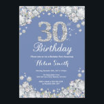 Invitation 30e anniversaire Bleu et Diamant d'argent<br><div class="desc">Invitation du 30e anniversaire. Diamant de strass bleu et argent. Élégant invitation de Bassorh Anniversaire. Anniversaire adulte. Femmes Anniversaire. Hommes Anniversaire. Pour plus de personnalisation,  cliquez sur le bouton "Customiser" et utilisez notre outil de conception pour modifier ce modèle.</div>