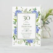 Invitation 30e anniversaire Blue Hydrangeas (Debout devant)