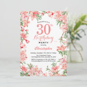Invitation 30e anniversaire Boho rose fleurs botaniques flora (Debout devant)