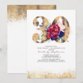 Invitation 30e anniversaire Bourgogne Rouge et bleu marine (Devant / Derrière)