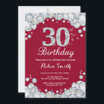 Invitation 30e anniversaire Bourgogne Rouge et Diamant Argent<br><div class="desc">Invitation du 30e anniversaire. Diamant de strass rouge et argent de Bourgogne. Élégant invitation de Bassorh Anniversaire. Anniversaire adulte. Femmes Anniversaire. Hommes Anniversaire. Pour plus de personnalisation,  cliquez sur le bouton "Customiser" et utilisez notre outil de conception pour modifier ce modèle.</div>