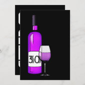 Invitation 30e anniversaire : bouteille de vin et verre (Devant / Derrière)