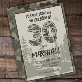 Invitation 30e anniversaire Camouflage Forêt forestière pour 