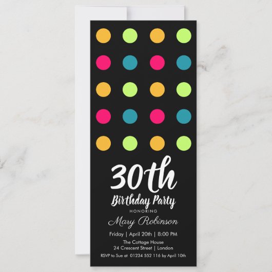 Invitation 30e anniversaire Candy Polka Dot (Devant)