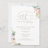 Invitation 30e anniversaire Cardiaque Script photo florale (Devant)