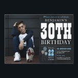 Invitation 30e anniversaire Chalkboard Blue Balloon Rustic Ph<br><div class="desc">Rustique Vintage Chalkboard Blanc Bleu Bleu 30e Anniversaire Invitation</div>