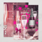 Invitation 30e Anniversaire Champagne rose 30 (Devant / Derrière)