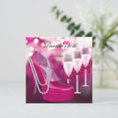 Invitation 30e Anniversaire Chaussures roses Hi Heels Champag (Debout devant)