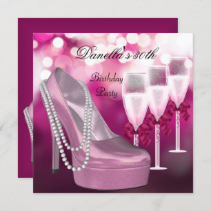 Invitation 30e Anniversaire Chaussures Roses Hi Talons Champa