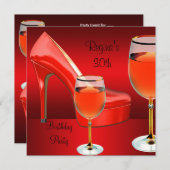 Invitation 30e Anniversaire Chaussures Rouges Hi Talons Vin V (Devant / Derrière)