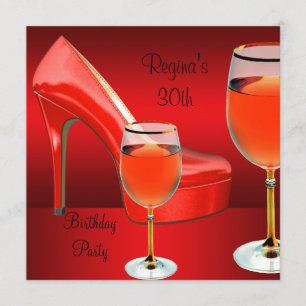 Invitation 30e Anniversaire Chaussures Rouges Hi Talons Vin V