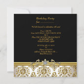Invitation 30e anniversaire Damask or Floral crème bijou noir (Dos)